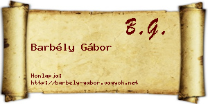 Barbély Gábor névjegykártya